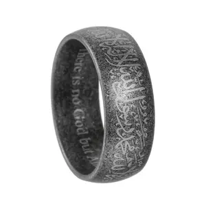 Fashion Stainless Steel Arabic Islamic Scripture Words Rings For Men Women  Muslim Religious Prayer Ring Retro Amulet Jewelry