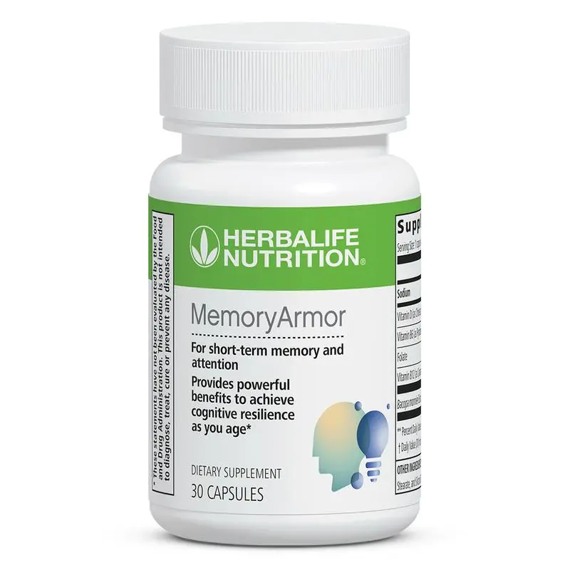 Herbalife MemoryArmor Brain Memory Blended Vitamins and Minerals Dietary Supplement, 30 Capsules with Bacopa Extract, Vitamins B6-B12-D - Cognitive Wellness, Focus Support for Busy Lifestyles, Brain Memory Blended Vitamins And Minerals Supplements