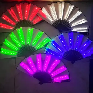 MICRENCY LED Luminous Folding Hand Fan with Colorful Lighting Effect for Photo Studio Props Halloween Christmas New Year Party Dance Performances Weddings Concerts Beach Parties Festival Party Lighting