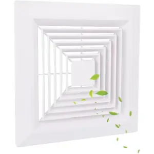 1-Piece 9"x9"Inches Bathroom Exhaust Fan Cover with Spring, Square Ceiling or Wall Mounted Exhaust Fan Grille Air Diffuser Diverter Ventilation Hood Replacement Accessories