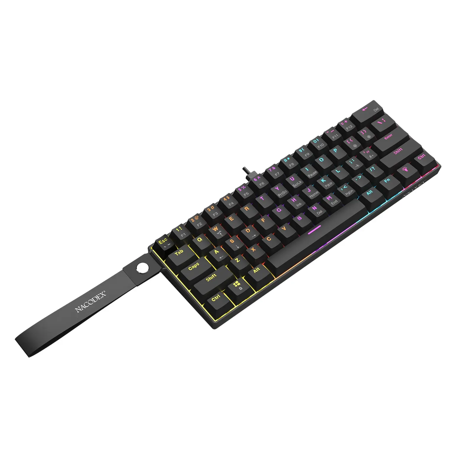 AJAZZ NK61 Wired Mechanical Keyboard, Red Switch Compact RGB Mixed-Light Dual-Use Keyboard, Wired Ultra-Slim Computer Keyboard with ABS Low-Profile Chiclet Keycaps, Suitable for E-Sports Gaming and Office