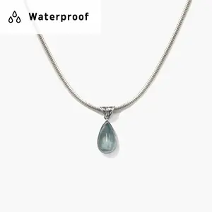en route Waterdrop Necklace in Marine Blue, Waterproof Ocean-inspired Design, Lightweight Durable Daily Necklace for Casual or Layered Looks