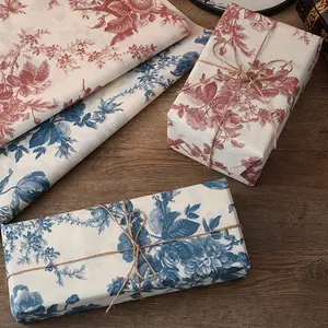 Vintage Peony Gift Wrapping Paper Set, 5 Sheets Holiday Decoration, Surprise Birthday Present Wrap, Wedding Party Packaging