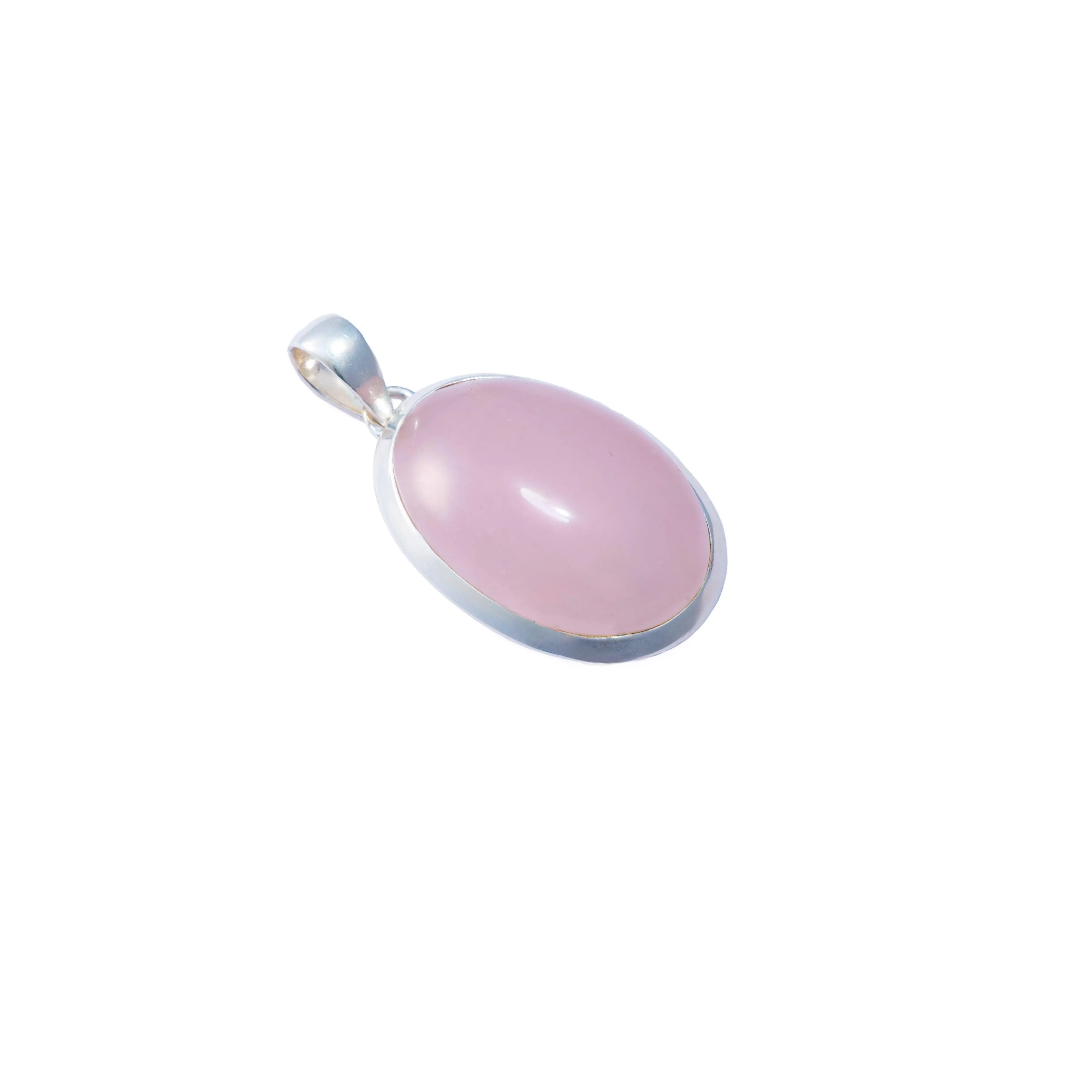 Rose Quartz Gemstone Silver Pendant – 925 Sterling Silver Jewelry