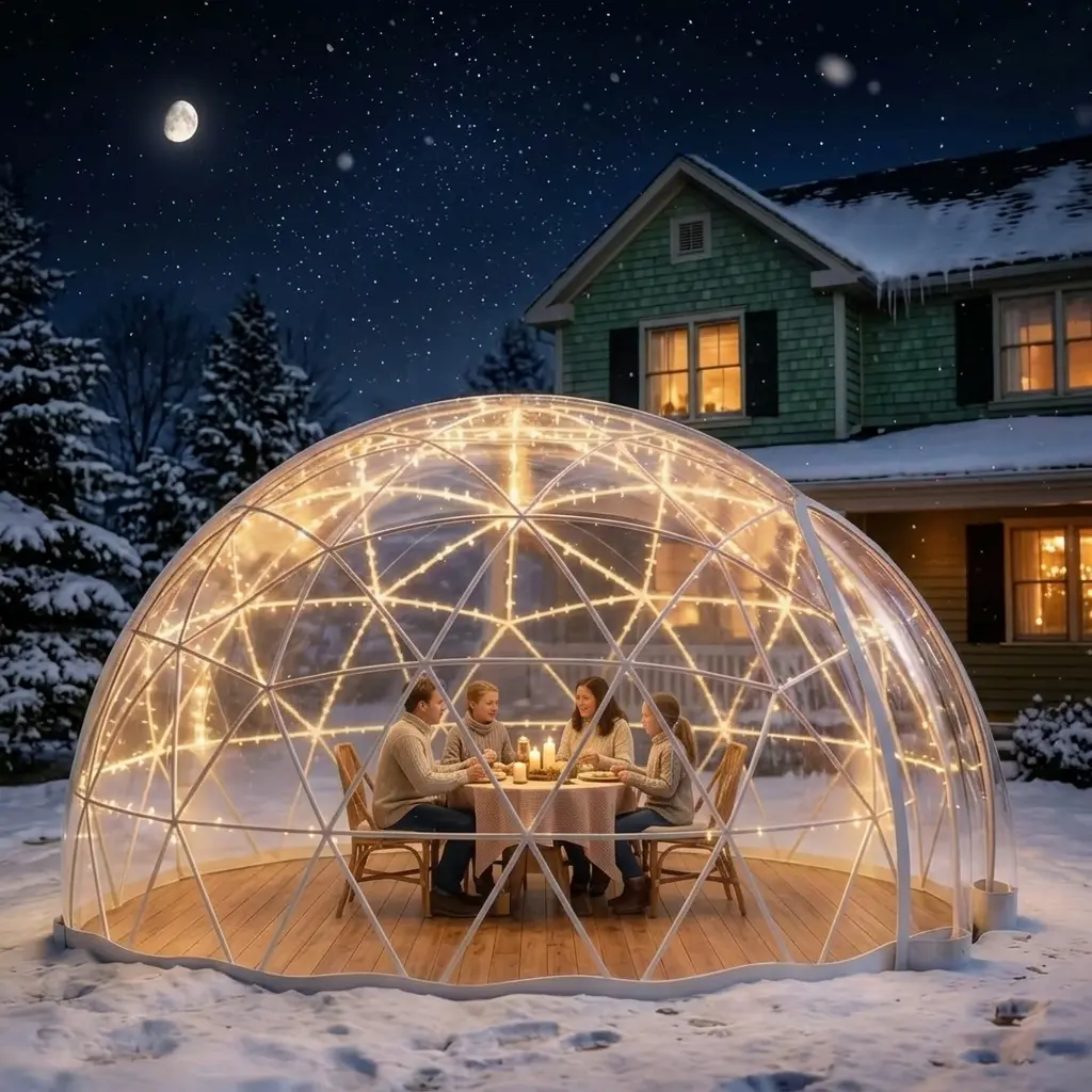 360° View Garden Dome Tent, 2-8 Person Outdoor Bubble Tent, TPU Igloo Geodesic Dome with Vent Windows, for Camping, Backyard Party, Patio Greenhouse