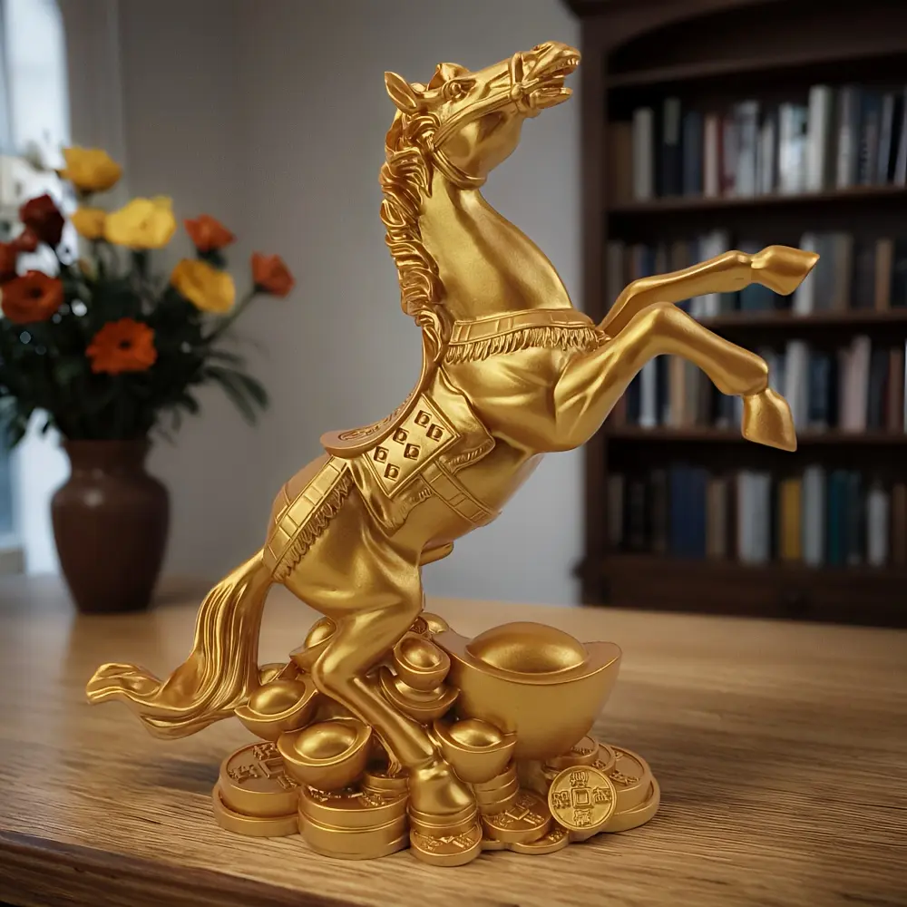 Chinese Money Horse Statue, Feng Shui Decorative Figurine for Home & Office, Wealth Attraction Ornament, Good Luck Charm, Decoration Items, Office Desktop Ornament, Home Decor Ornaments, Room Decor