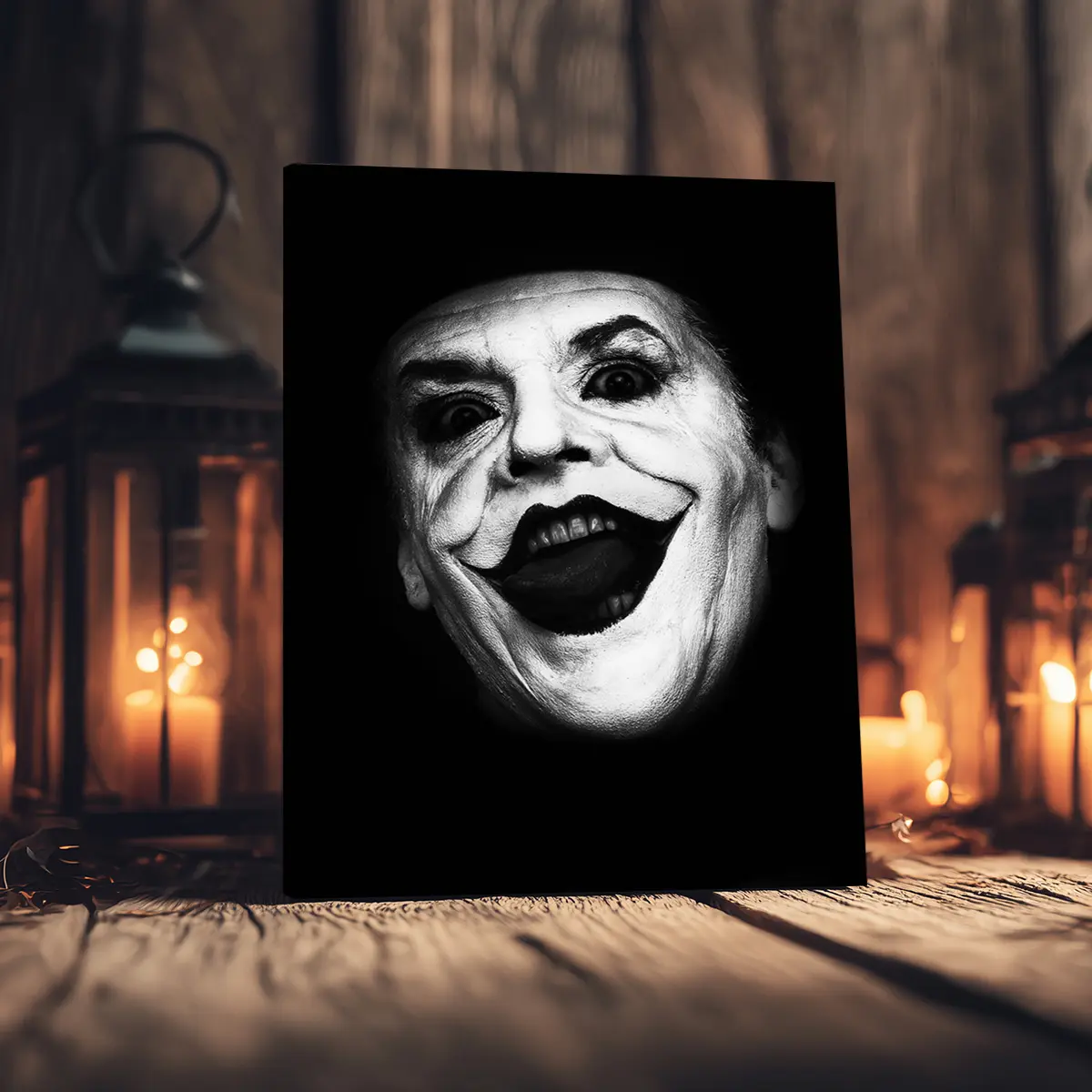 1 Count Wooden Framed Canvas, Artistic, Classic Joker Clown Character Poster, Halloween Decorative Poster, Horror Poster Party Hanging Picture, Wood Wall Art, Modern Art For Home, Family Decoration, Ideal Gift, Waterproof, Print