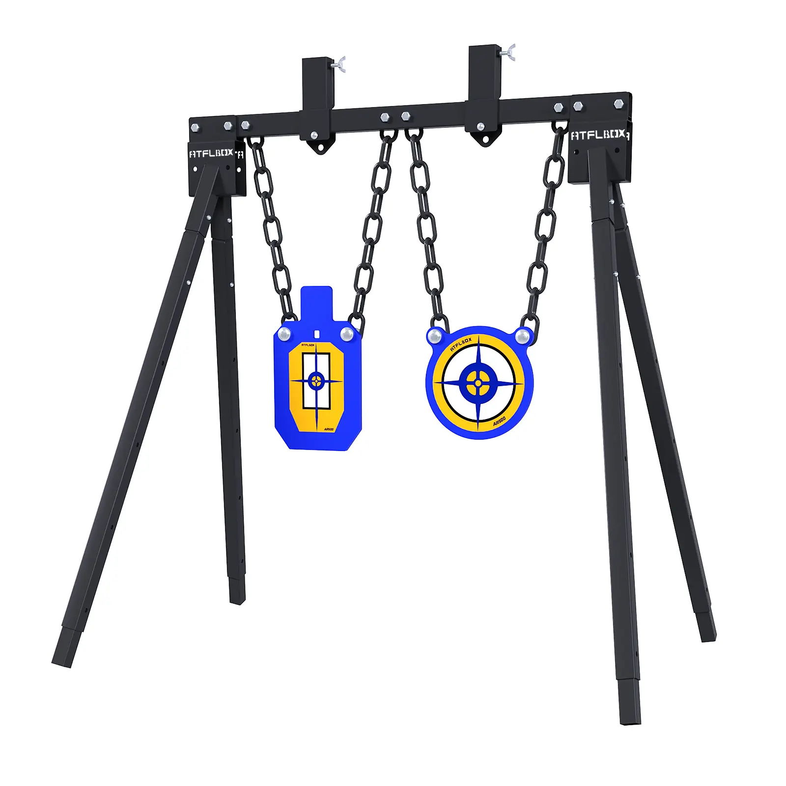 ATFLBOX AR500 Steel Shooting Target System Set with Adjustable Stand, Includes 3/8" Thick Silhouette & 6" Gong Targets for Range Practice, Unisex, Customizable