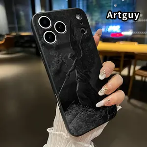 Straight Edge Phone Case for iPhone 17 15 Plus 16 Pro Max 14 13 12 11 XS XR Air mini Fallen Angel Pattern Drop Protection Shockproof Soft Silicone smartphone Cover