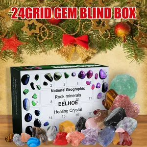 EELHOE 24 Grid Ore Blind Box, Green Christmas Surprise Guess Small Gift Blind Box