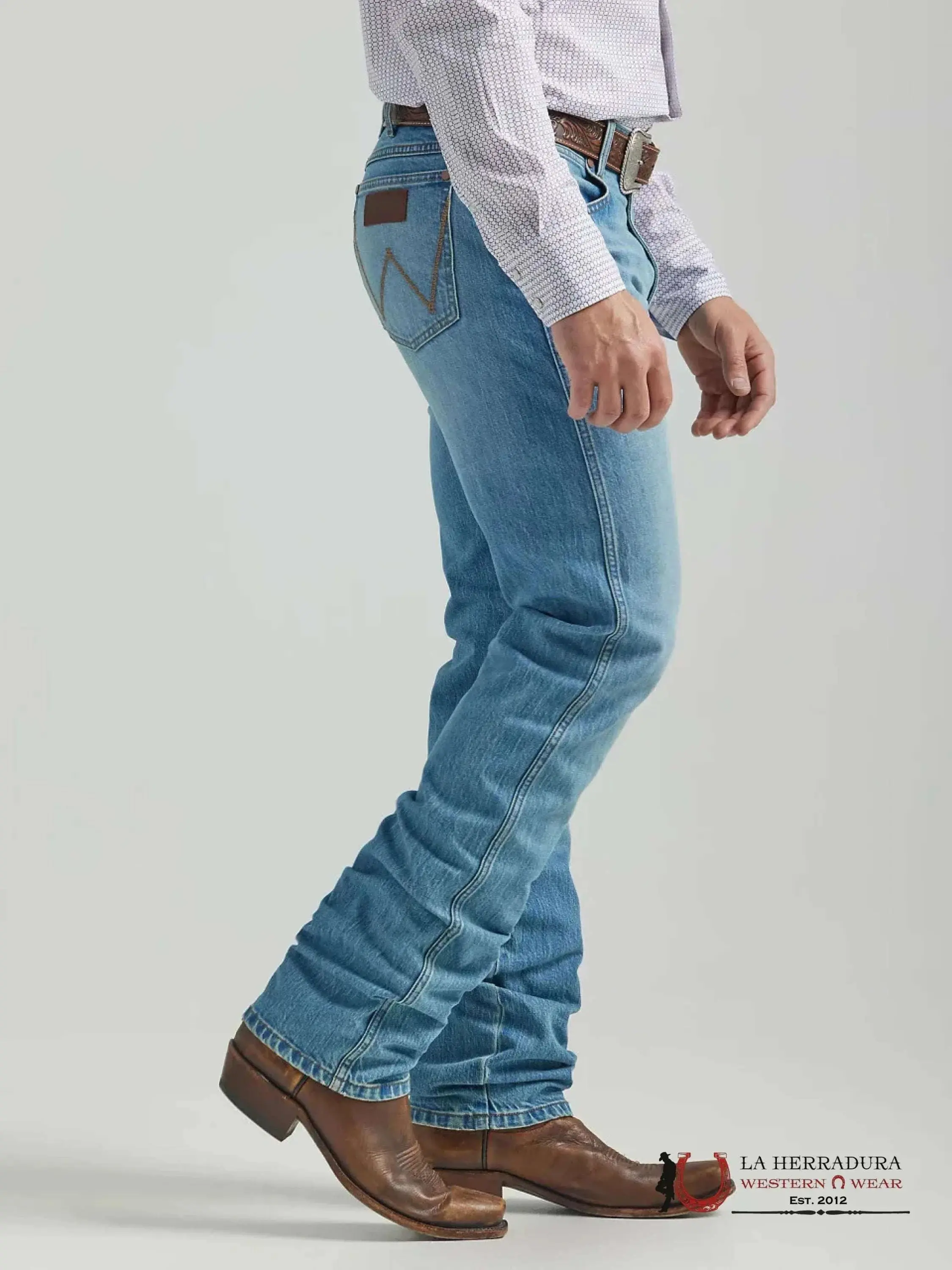 Wrangler Menswear Men's Retro Relaxed Boot-Cut Jeans, Dark Blue Wash, Style Number 112360970 WRT20, Brown, Denim, Loose Fit Jean, Pants, Pocket, Back Stitching, Lower Waist, Relaxed Seat, Casual, Seam Pocket, Sits Lower On Waist, Plain