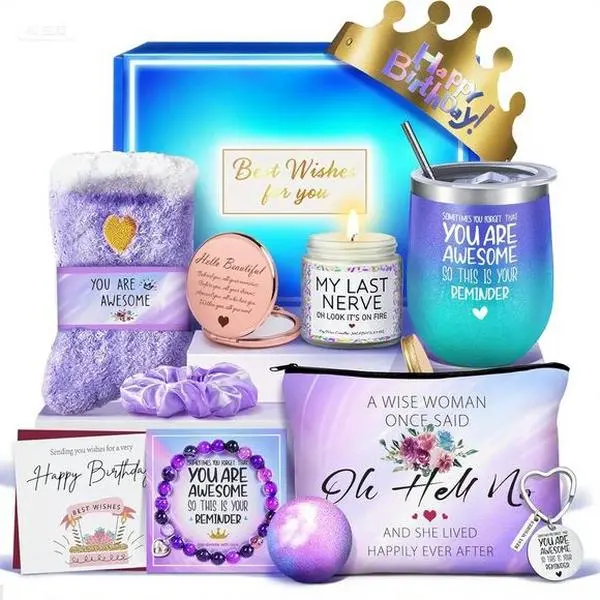 Thoughtful Birthday Gift Set for Her - Elegant Present Box for Women, Best Friends, Sister, Mom, Wife - Unique BFF Care Package with Personalized Touches - Reusable Keepsake Box - Ideal for Coworkers, Girlfriends, Bestie Celebrations