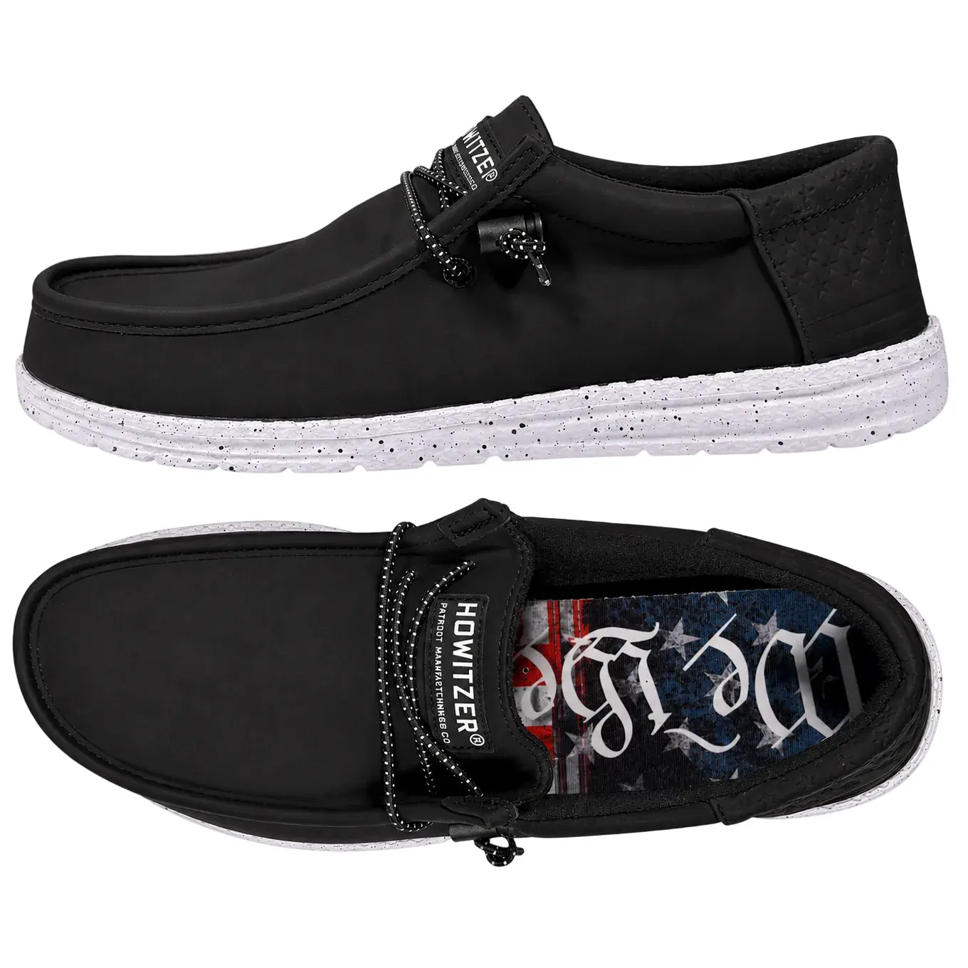 Howitzer Clothing Men's No-Tie Hands-Free Slip-Ins, Classic Black Loafers, Off-Duty Style Casual Slip-On Shoe Flat Footwear, Footwear Slipon, Lightweight Slip On