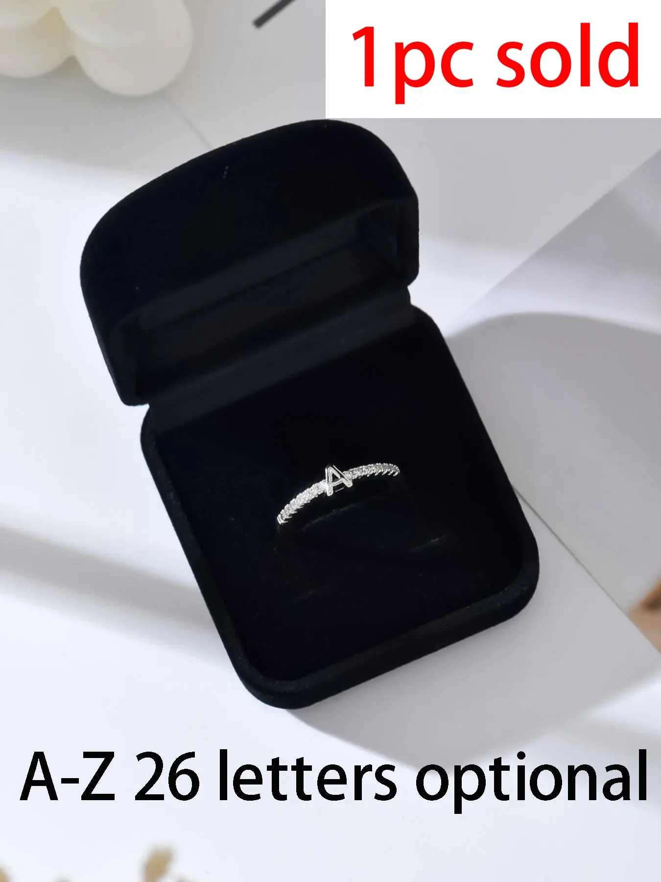Letter Design Rhinestone Decorated Ring, Adjustable Artificial Zircon Decor Jewelry for Women, Party, Daily Exquisite Jewelry for Birthday Gift, Alphabet Design Ring, Adjustable Rings, Adjustable Initial Rings