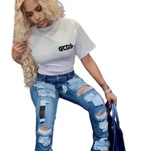 (WOMENS) SPACEBOY STACKED JEANS (SIZES 2-12)   Womenswear Denim Blue Bottom Fashionista Statement Style