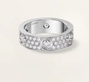 Pre-owned Cartier LOVE RING, CLASSIC MODEL, PAVED, 6 DIAS，white gold