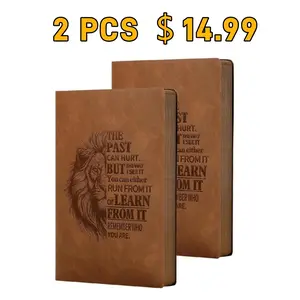 2 Pack Leather Journals for Men A5 Lined Notebook 256 Pages Soft Cover Vintage Lion Design CAGIE for Writing Reflection Bible Study Prayer Christian Gift Husband Father Valentine’s Day Father’s Day