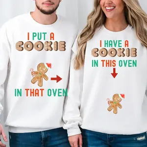 Eating for Two Pregnant Sweatshirt, Couples Matching Christmas Pregnancy Announcement Sweater, Holiday Maternity Sweatshirt, Expecting Baby Reveal Gift, Cozy Festive Clothing