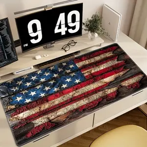 Vintage American Flag Mouse Pad - Large Non-Slip Rubber Desk Mat with Thick Stitched Edges, Durable and Anti-Slip Surface for Home Office and Gaming, Wireless Mouse Compatible, Office Desk Mat | American Flag Design | Durable Desk Mat, Mouse Pads for Desk