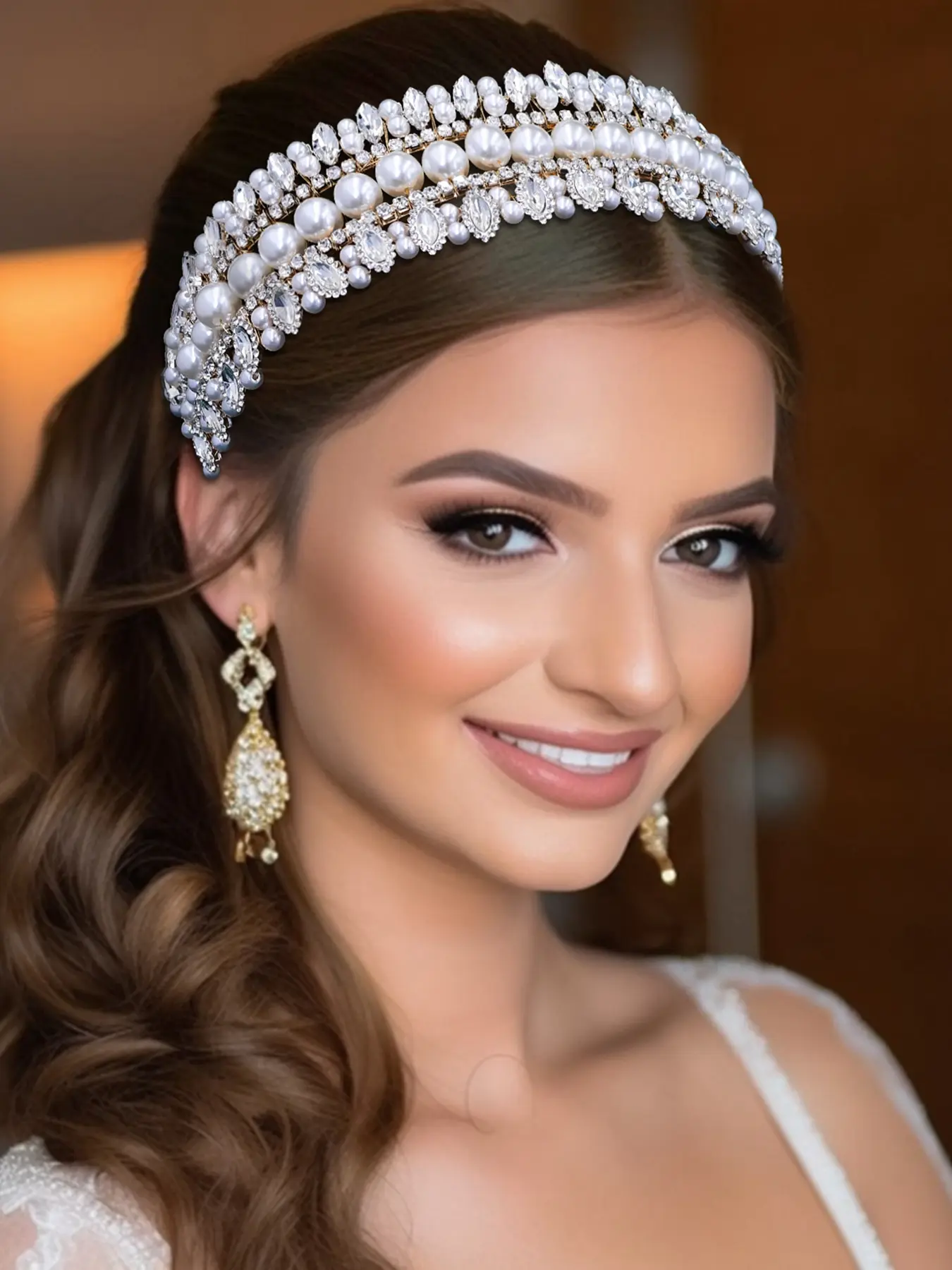 Handmade Beaded Pearl Headband, Elegant Bridal Hair Accessory for Weddings & Parties, Women's Fashion Jewelry Gift Idea