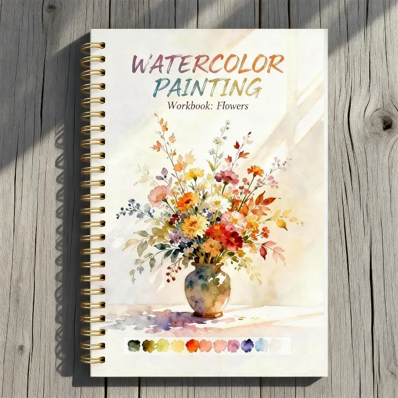 Watercolor Painting Workbook for Beginners, Featuring Animals and Flowers, Ideal for Art Enthusiasts, Easy-To-Use Guide, Color Palette, Practical Layout