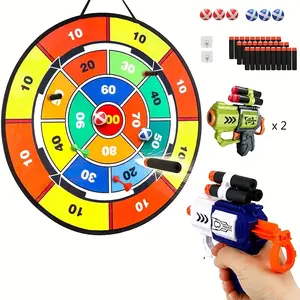 29 Inches Dart Board Shooting Game Set - Hanging Target Shooitng Board Game with 2 Toy Gun 20 Soft Form Darts, Indoor Outdoor Garden Party Games Toys for 3-7 Years Old Kids