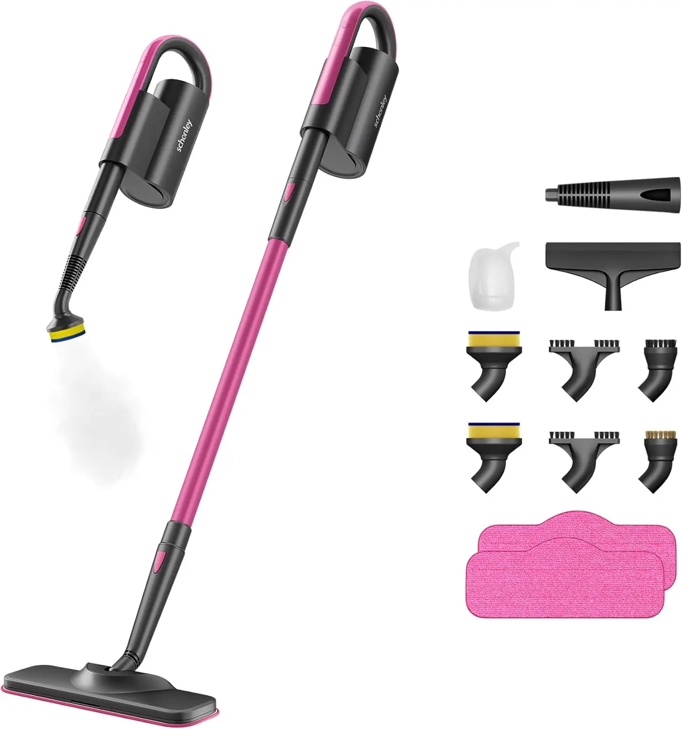 Schenley Steam Mop Cleaner with Detachable Handheld Steamer for Cleaning Hardwood, Laminate Floor, Tiles and Grout, with 14-in-1 Multi-purpose Accessories and Washable Microfiber Pads | 3 Steam Levels, Quick 15s Heat-Up, 248°F High-Temp Steam, 25-Min