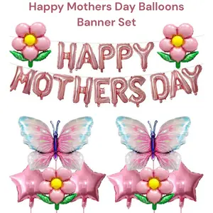 Happy Mothers Day Balloons Banner Set, Mothers Day Party Decorations Supplies for Mom Celebration Mother Gift