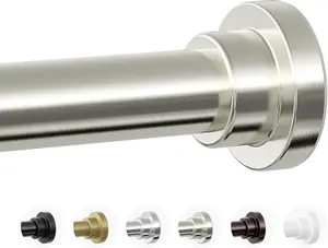 Shower Curtain Rod, 1" Diameter Heavy Duty Tension Shower Rod, Non Slip Adjustable 28-74 inch No Drill Shower Curtain Rods Spring Tension For Bathroom, Shower Stall, No Rust, Brushed Nickel