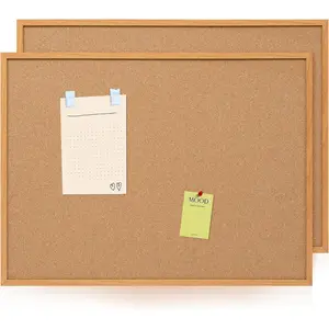 2 Pack Cork Board Bulletin Board 30" x 42", Oak Framed 4x3 Corkboard, Office Board for Wall Decor, Large Wall Mounted Notice Pin Board with 30 Push Pins for School,  & Office