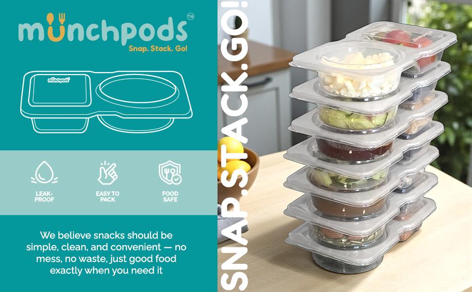 Reusable Snack Containers with Lids, 20-Pack (40 Pieces) Including 2 Double-Compartment Containers for Kids, Portion Control, On-the-Go Meals, Camping Food Storage