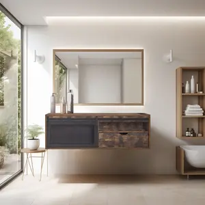 BarberPub Wall Mount Station with 3 Tool Holders, Multi-functional Storage Cabinet with Sliding Door 2503