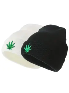 New Fashion Y2K Style Leaf Knit Beanie Hat Unisex Warm Fitted Pullover Cap for Fall & Winter Seasons