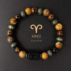 Zodiac Healing Crystal Bracelet - Tiger’s Eye Beads for Protection & Personalized Style - Unisex Stackable Aries Astrology Fashion #healing jewelry