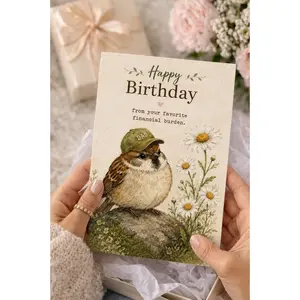 Funny Father's Day Card, Chubby Sparrow Dad Hat, Financial Burden Joke, Personalized Greeting