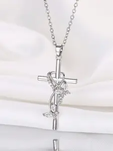 1 PC Elegant Cubic Zirconia Cross Chain Design Necklace Pendant For Women Mother's Day Gift Jewelry