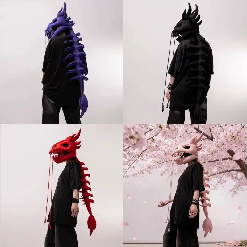 Chinese Dragon Tentacle Headpiece, Dinosaur Skeleton Costume Accessory, Dragon Head Shape Exoskeleton Prop, Model Xinghao Longxu