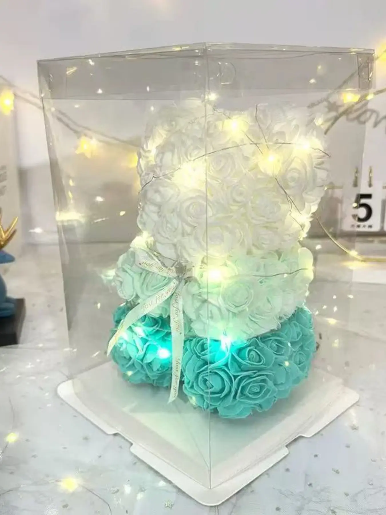 Pe Rose Flower Bear Artificial Flowers, Valentine's Day Gift Box, Perfect for Girlfriend and Best Friend, Romantic Anniversary Present