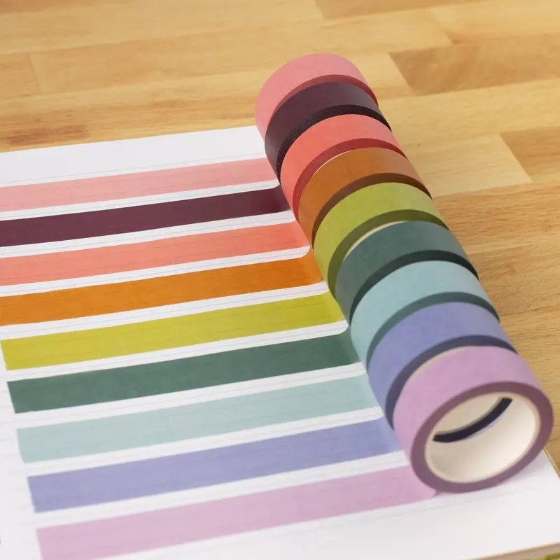 Scrapbooking Washi Tape Scrapbooking Tool - 15mm x 10m Craft Supplies for Adults, Semi-Translucent Paper Matte Finish, Solid & Full-Color Repeating Patterns, Residue-Free Lift, Gentle on Paper, Easy to Tear, Individually Packaged for Decorating Envelopes
