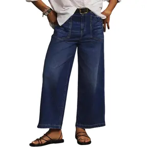 Eytino Plus Size Jeans for Women High Waisted Wide Leg Jeans Trendy Baggy Loose Stretchy Denim Pants with Pockets(1X-5X)