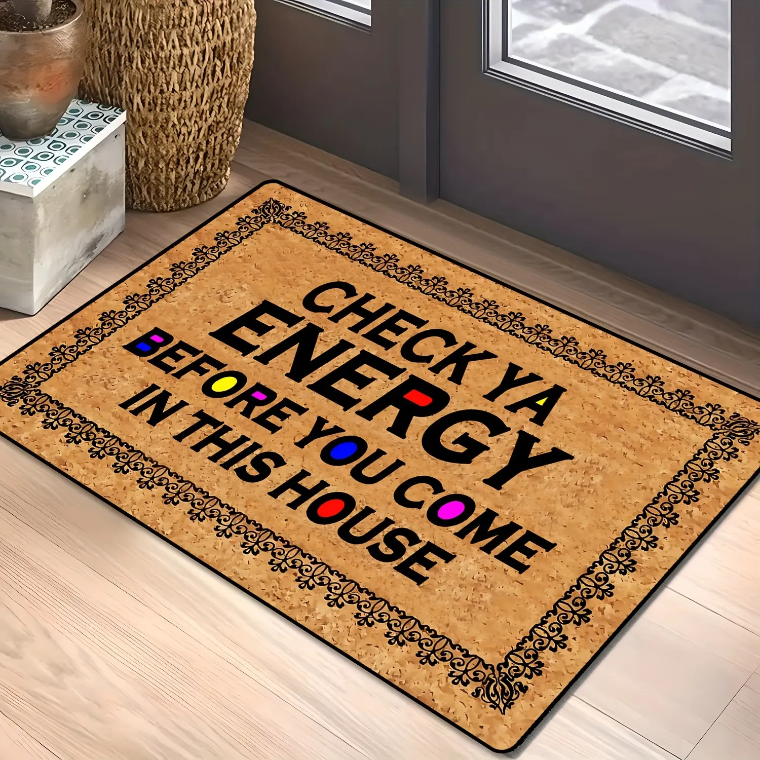 Personalized Letter-Printed Welcome Mat with Welcome Message - Durable, Dustproof, Machine Washable Art-Themed Doormat, Entryway Decor for Bedroom & Room Entrances, Household Textile Rug