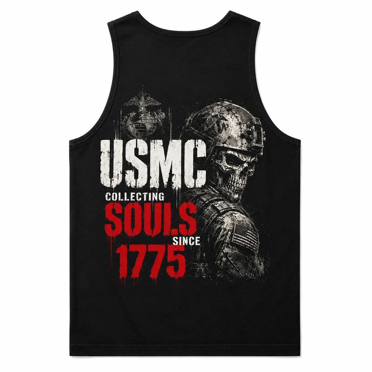 Patriotic USMC Graphic Tank Top for Men - Soft, Breathable Sleeveless Design for Gym & Casual Wear, Made in USA, Plain, Fabric, Print, Outdoor, Party, True-To-Size, Unisex Fit Suits Shared Wardrobes, Hang Dry