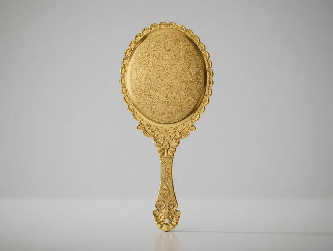 Elegant Ornate Gold Hand Mirror – Vintage Victorian Style Vanity Essential