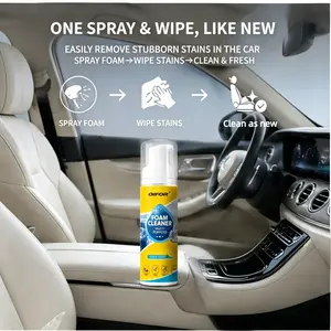 Car Interior Multi-Functional Foam Cleaner, Strong Stain Remover for Leather Seats and Dashboard, Powerful Cleaning Agent for Car Interiors, Interior Detailing Products