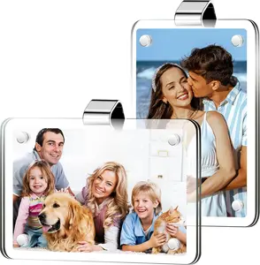 2PCs-Photo Holder, Universal Magnetic Photo Clip, Decorate Your Car Visor Clip with Personality, Picture Frame Suitable for Adding Family or Personal Photos,Transparent, 2.4x3.5)