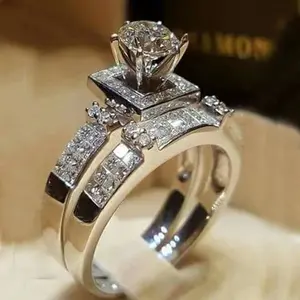 Zircon Eight Hearts Eight Arrows Ring for Women Stylish Engagement Set with Full Diamonds European and American Trendy Design Perfect Promise Jewelry Gift