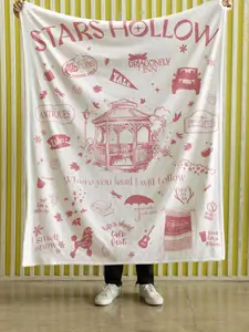 Gilmore Girls Stars Hollow Fleece Blanket | Luke's Diner & Lorelai Rory Quote Throw | Soft Cozy Fan Gift Room Decor "Where You Lead I Will Follow