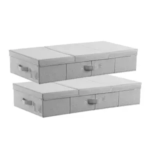 Under Bed Storage 48L Foldable Underbed Box For Household Organization, Space-Saving Clear Storage Bins, 2 Pack With Durable Handles, Lightweight Nonwoven Fabric, Stackable, Easy Access, Ideal For Closet And Dorm Room