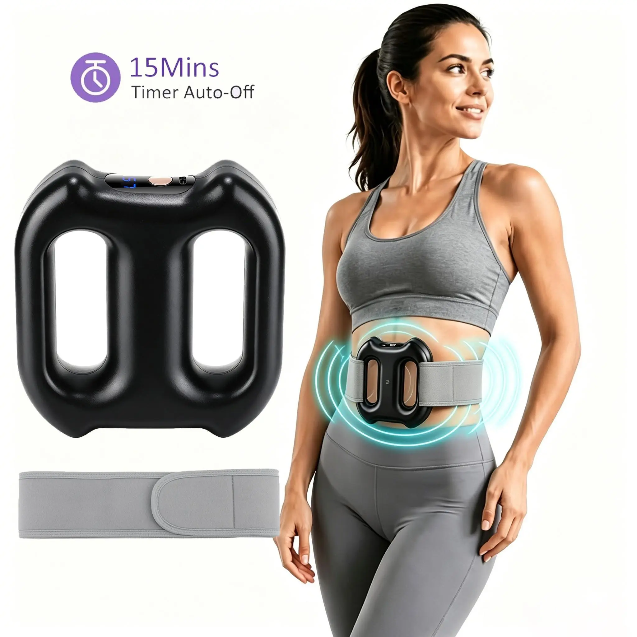 Electric Body Fascia Ring Ergonomic Fascia Massager with Belt Portable Vibration Fascia Massager for Deep Tissue Muscle Relaxation
