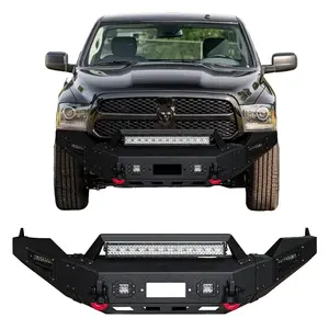 TIOYAR Steel Front Bumper Black Texture for 2013-2018 Dodge RAM 1500 with Winch Plate LED Lights 2 x D-Rings Off-Road Performance Upgrade